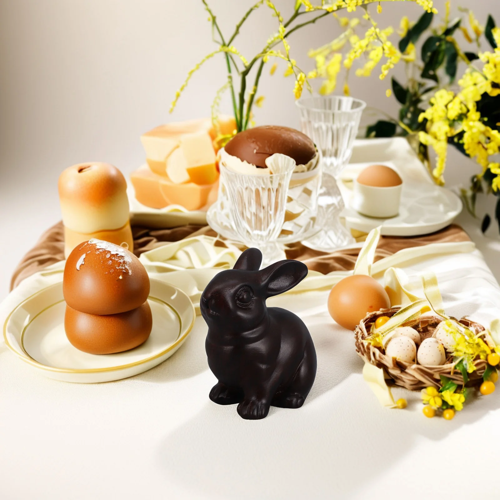 

Wooden Carving Easter Rabbit Ornament Rustic Bunny Statue Charming Desktop Home Office Decoration Wood Sculpture