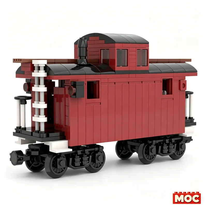 456Pcs D&RGW Short Caboose Custom Building Blocks Train Guard Van Carriage Model Educational Assembly Toy Collectors Xmas Gifts