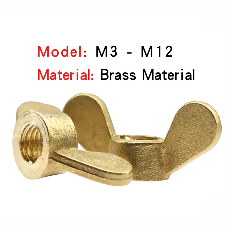 Brass Butterfly Wing Nuts Sheep Horn Type Hand Tighten Locking Nuts M3-M12 Copper Thumb Nuts Industrial Manual Fasteners