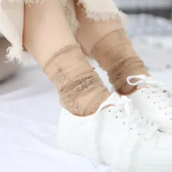 Sexy Lace Mesh Fishnet Socks Mixed Fiber Transparent Stretch Elasticity Ankle Net Yarn Thin Women Cool Socks 1pair=2pcs SLU07