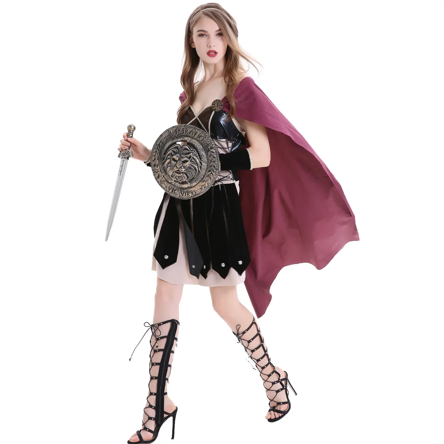 2025 Disfraz de Halloween Disfraz de la diosa Cosplay Un guerrero femenino de Sparta en roma medieval.
