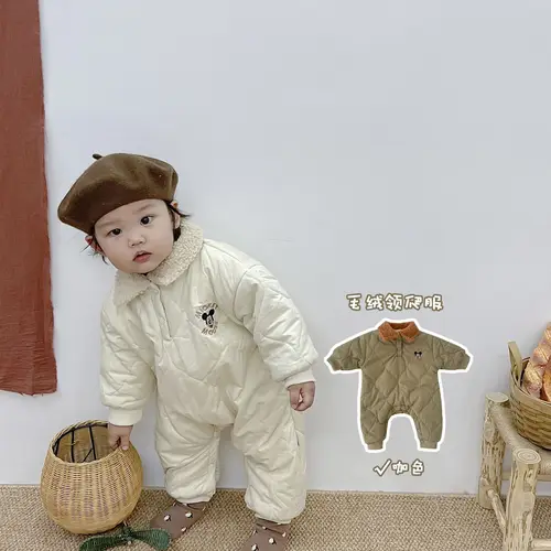 양털 따뜻한 긴팔 원피스 부드러운 아기 롬퍼, 남아 및 여아용 겨울 의류 