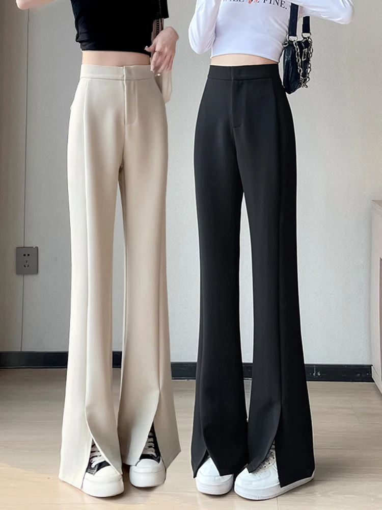 High Waist Flared Casual Pants Women's Black Wide Leg Suit Trousers Slimming Straight Cut Autumn Fashion Ladies' Clothing
