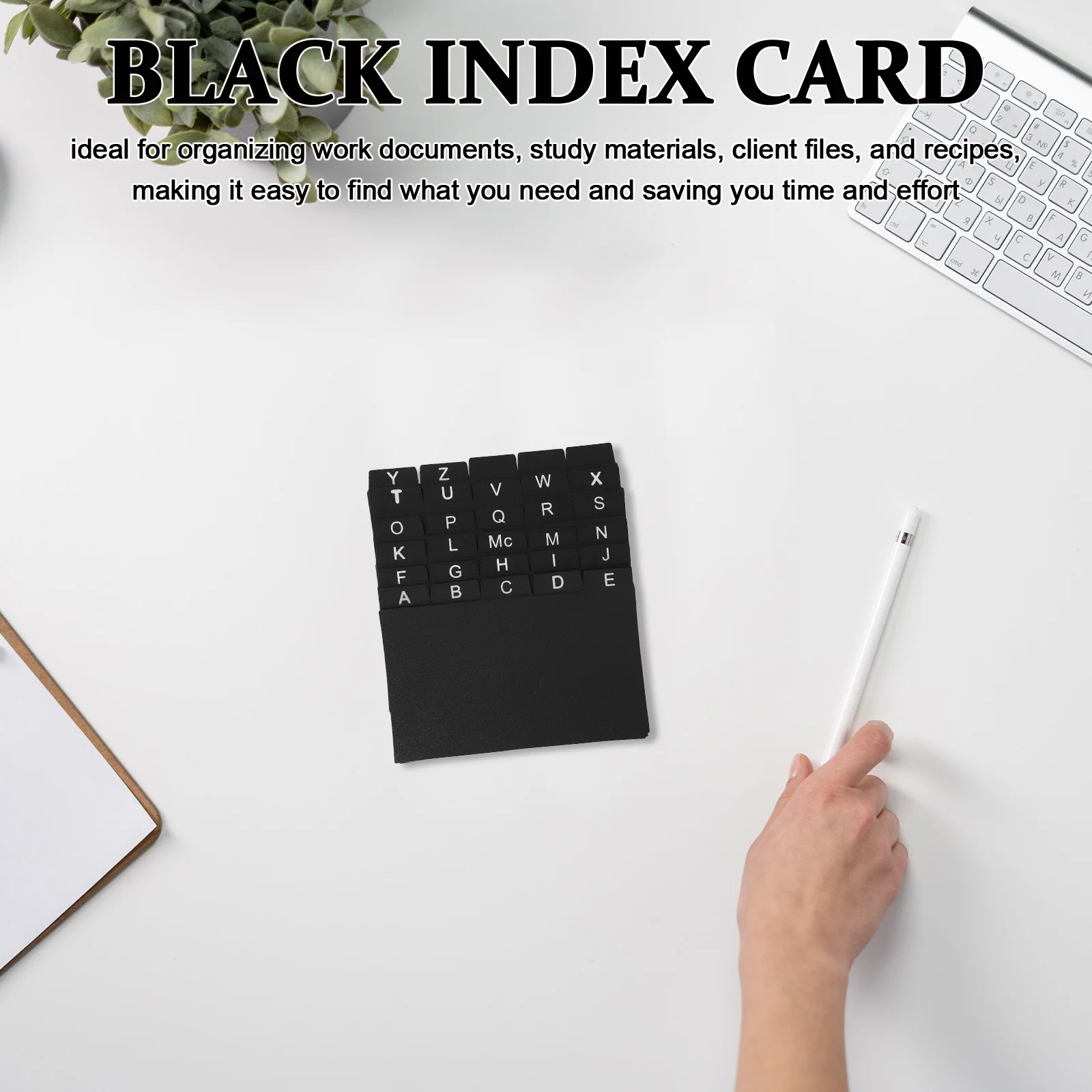 30pcs Index Card Dividers Plastic Black Tab Dividers For Document Organization Alphabet Label Separators Records Recipes Study