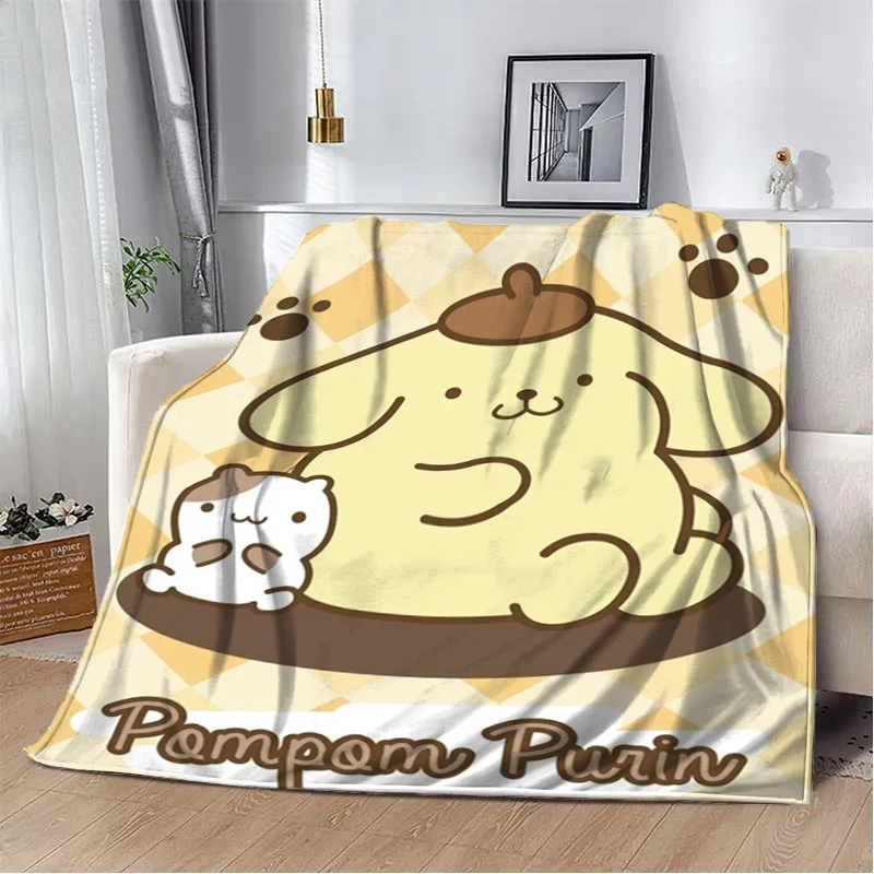 31 Style Sanrio Pom Pom Purin Cartoon Flannel Fluffy Soft Blankets for Children Plush Sofa Office Quilt Picnic Thin Blanket Gift