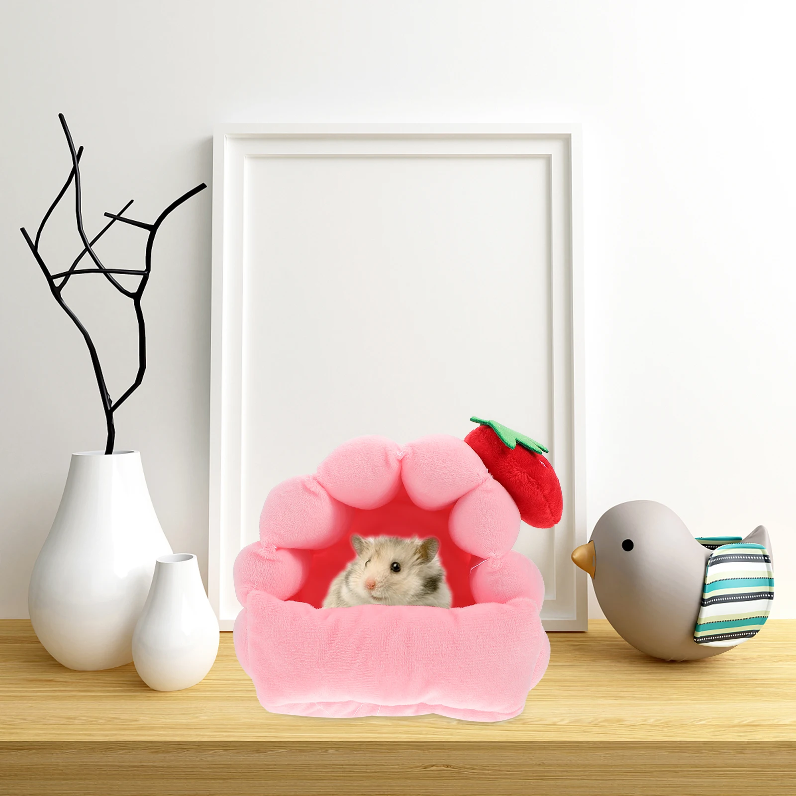 

1pc Cozy Warm Pet Nest Hamster Bed House Comfortable Guinea Pig Hideout Winter Pet Sleeping Cave Small Animal Bed Lightweight
