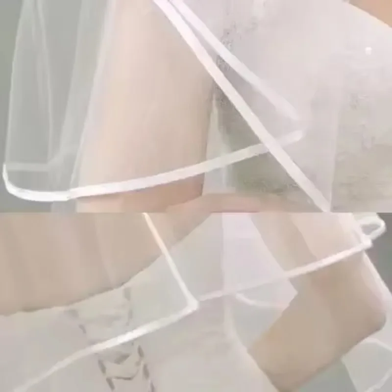 Elegant White Two Layers Beauty Short Net Tulle Bride Veil For Wedding Hair Decorations