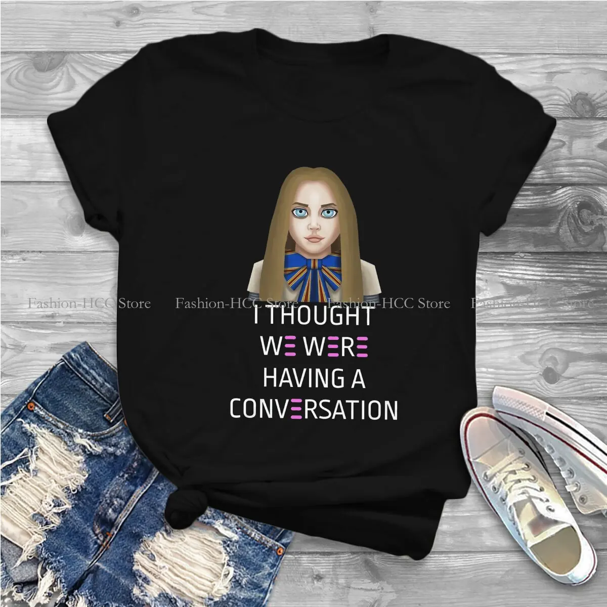 I Thought We Were Having A Conversation Classic Unique Polyester TShirt M3GAN Horror Movie Top Quality Hip Hop Gift T Shirt