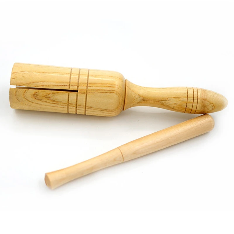 Wooden Orff Percussion Instrument Music Equipment Single Sound Tube Two Tone WoodBlocker Wooden Fish Children Music Toys TMZ