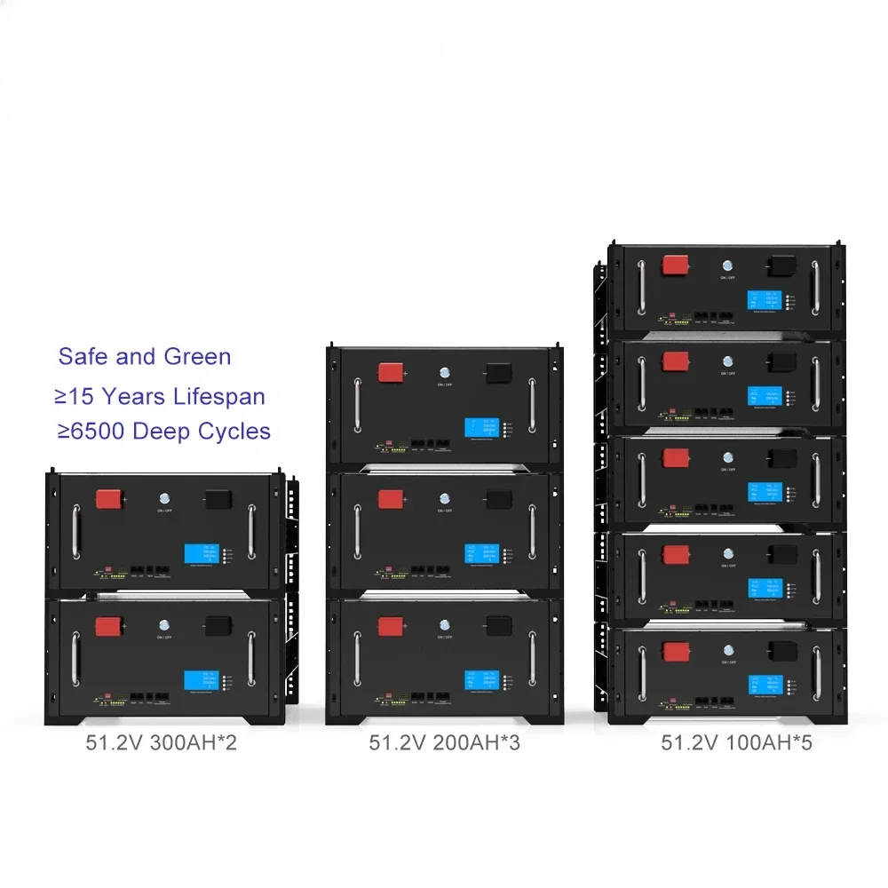 LFP Deep Cycle 51.2v 48v 16S 400ah 20kwh Rack Mount Batteries Solar Energy Storage Cabinet