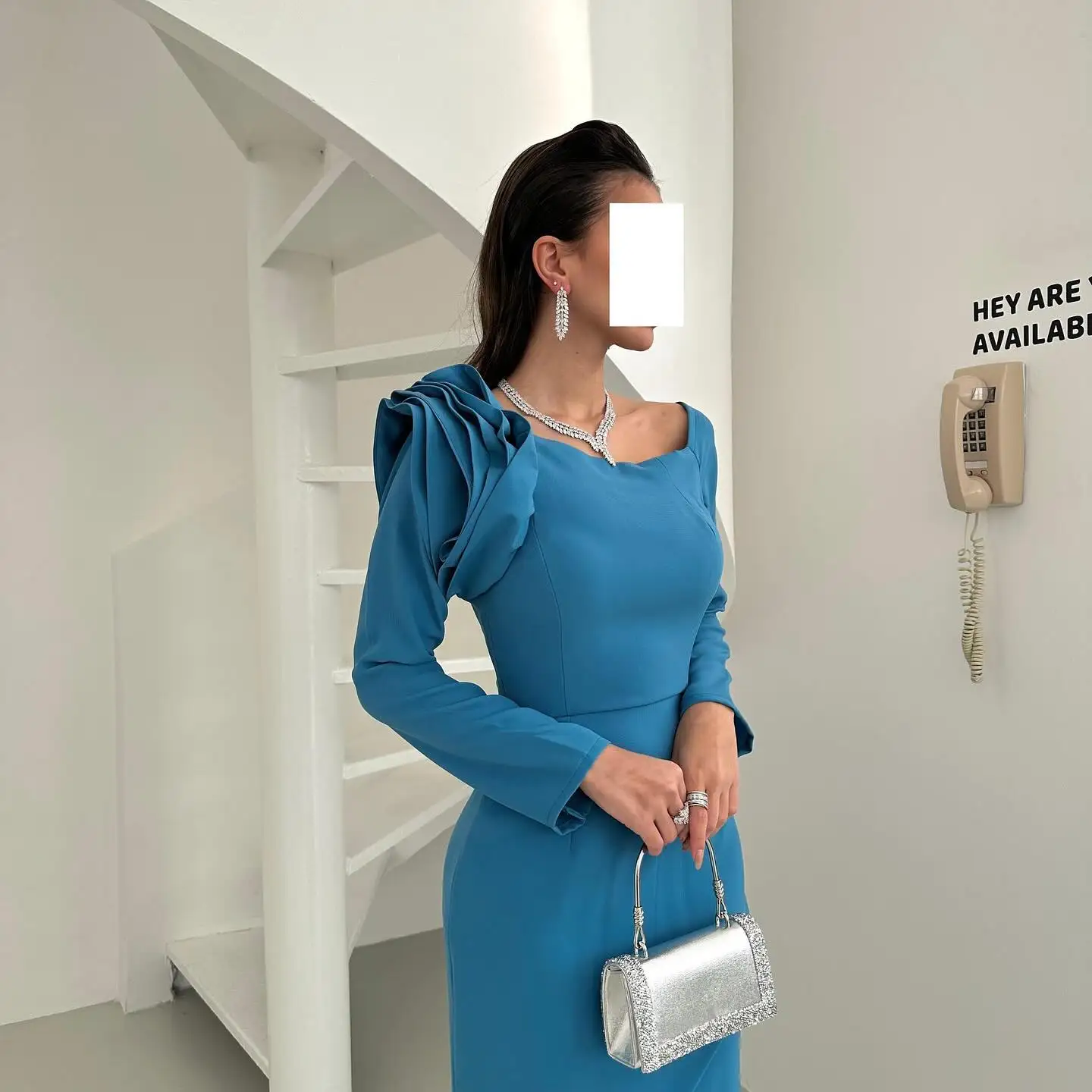 Jirocum-vestidos elegantes de sirena para graduación, vestido de noche de fiesta de manga larga con borde con volantes hasta el tobillo, vestido para ocasiones especiales sauditas