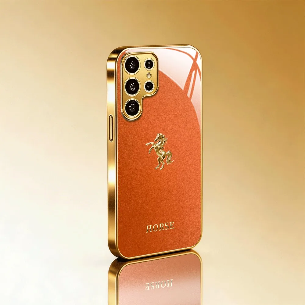 Стеклянный чехол для телефона с дизайном Golden Leap Horse, подходит для Samsung Galaxy S26 S25 S24 S22 S21 S20 FE/Ultra/Plus, противоударная задняя крышка