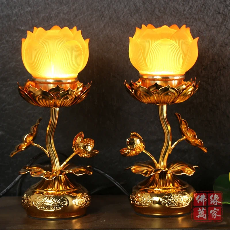 

Светодиодная глазурованная лампа лотоса, бытовой вечный свет для молитвы Будды, безопасный плагин, украшение фэн-шуй, многоцветное духовное благословение