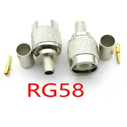 copper TNC Male Plug RF Coax Connector Crimp For Cable RG58 RG142 RG400 LMR195