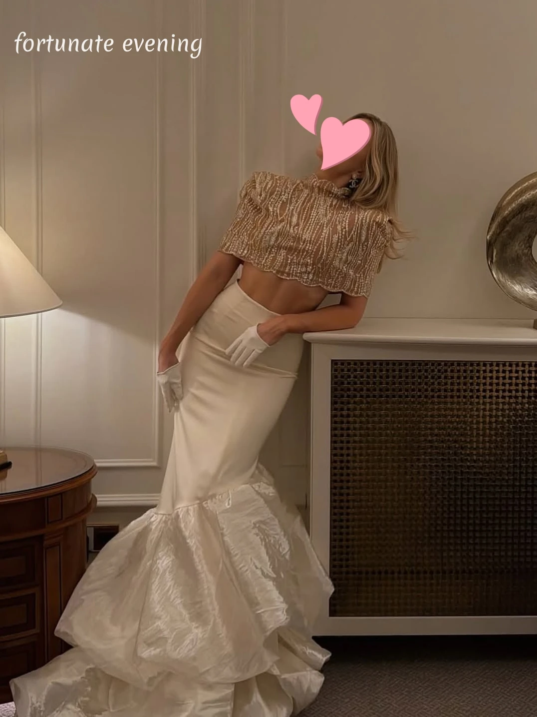 

Fortunate Evening Elegant Vintage Sweet Mermaid Lace Asymmetrical Customized Formal Occasion Prom Dress Evening Party Gowns