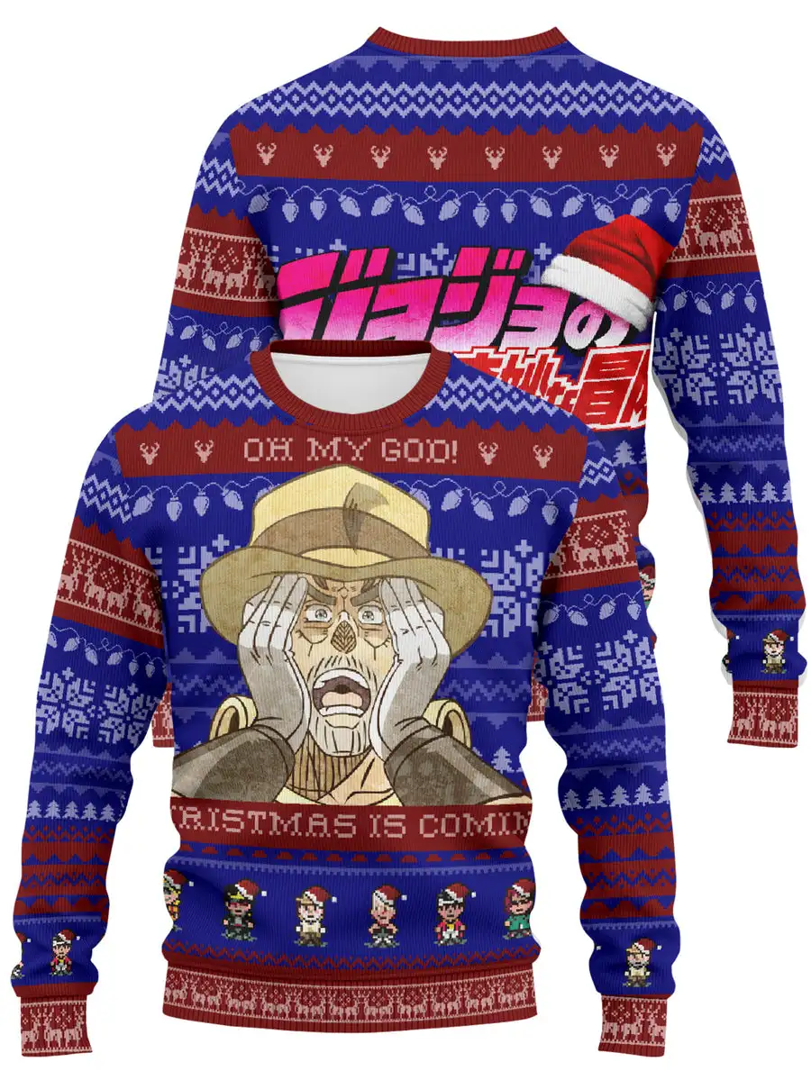 

Jojo Christmas Is Coming, свитер из нейтральной шерсти, универсальный мужской свитер с принтом, трикотажная нижняя рубашка, ретро-тренд