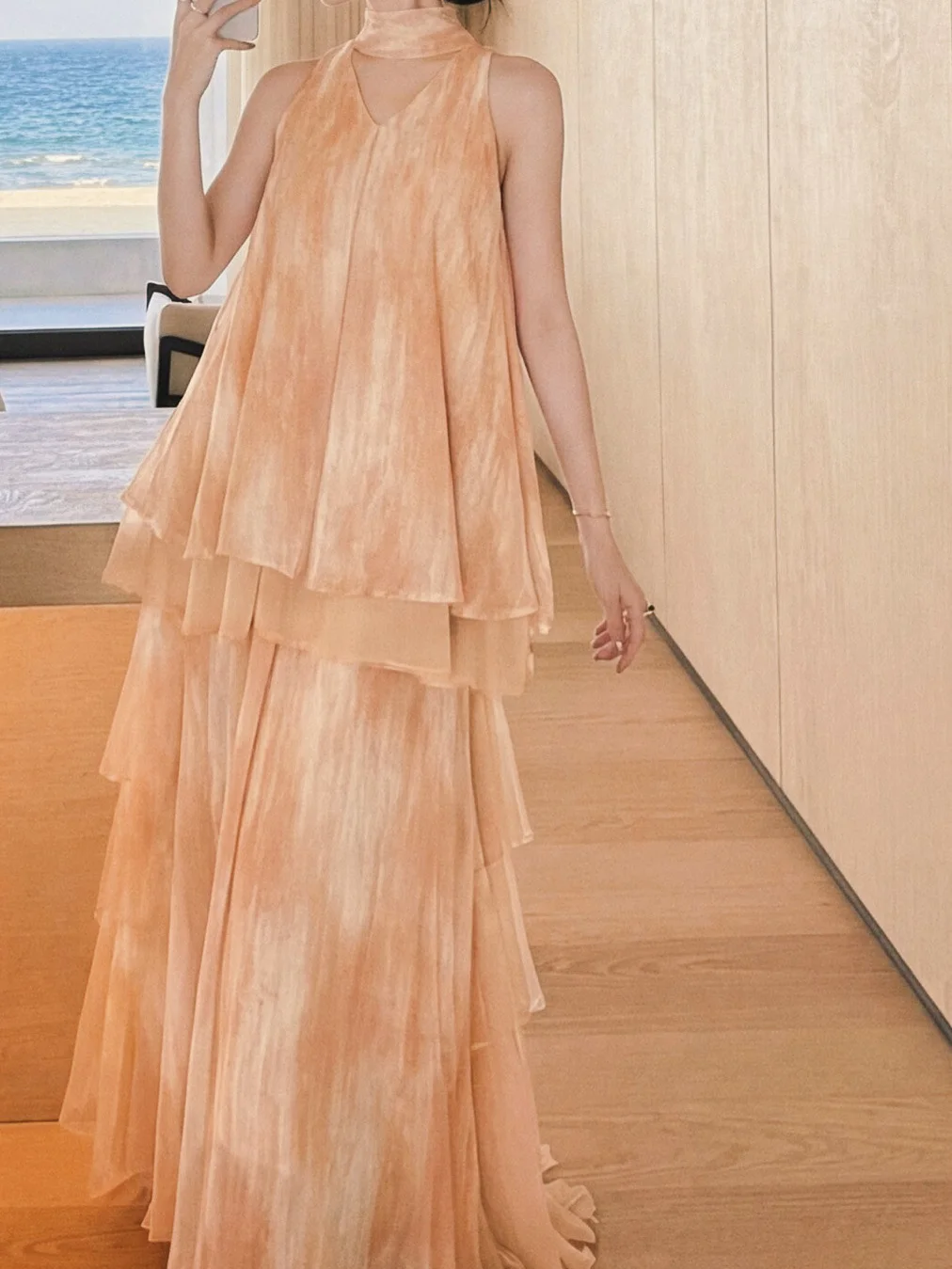 

Комплект из жилета и юбки с растительным окрашиванием, модный повседневный свободный крой, из полиэфирного волокна, с V-образным вырезом, для женщин, весенний наряд