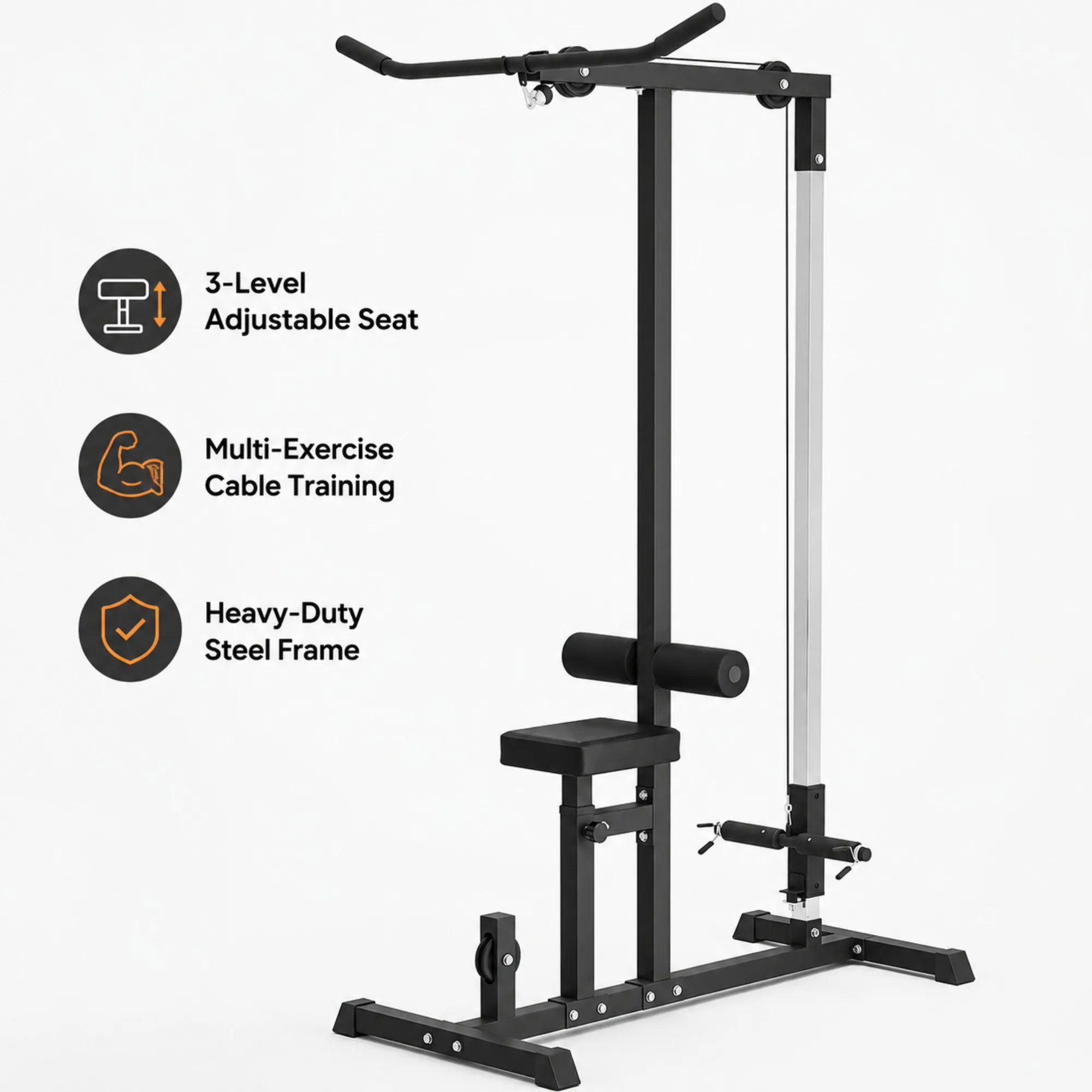 Exercise Pulley Machine Power Tower with Adjustable Seat, Multi ...