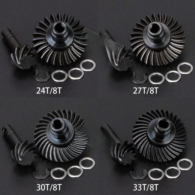 Heavy Duty Bevel Helical Overdrive Gear 24/8T 27/8T 30/8T 33/8T Reverse Gear for 1/10 RC Crawler SCX10 II AR44/45 Capra Axle