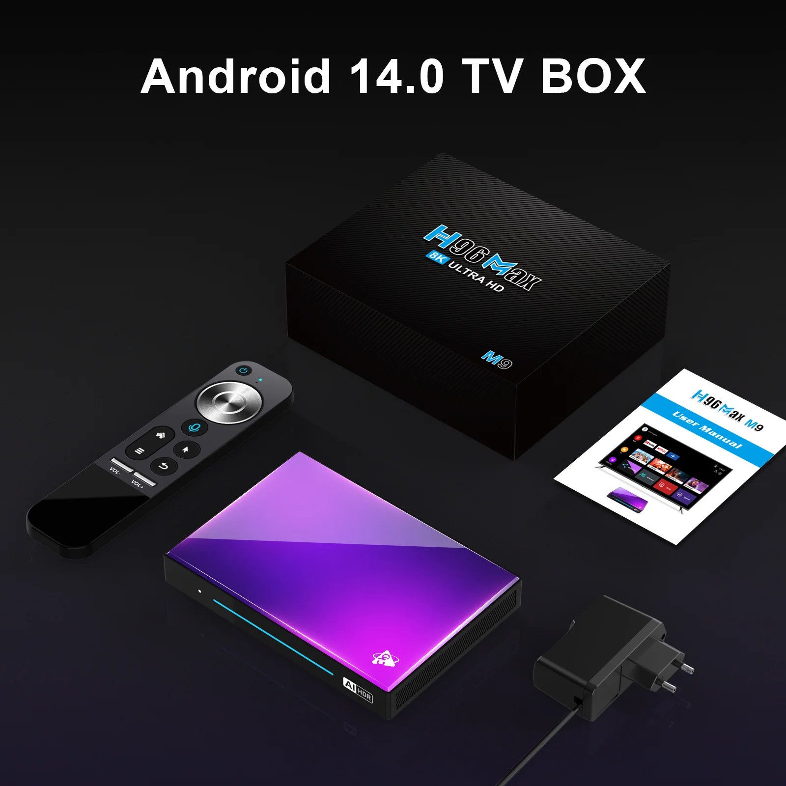 H96 MAX M9 TV Box Android 14 RK3576 8GB 64GB 1000M DDR4 USB3.0 Wifi 6 BT5.4 8K Set Top Box AV1 مشغل الوسائط 4GB 32GB