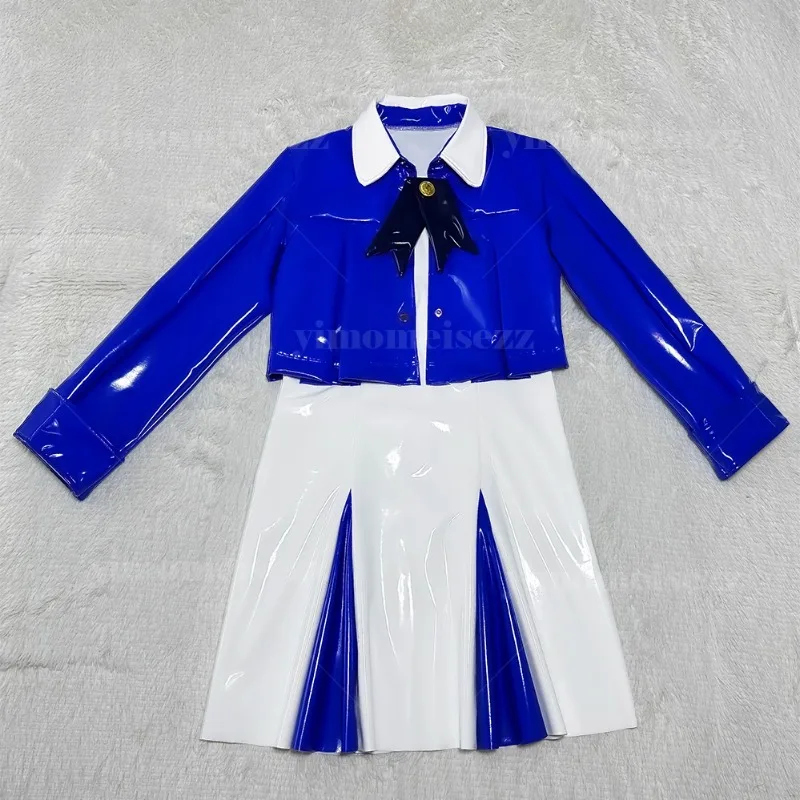 Косплей аниме костюм женский сине-белый костюм свидания повседневное платье комплект 2025