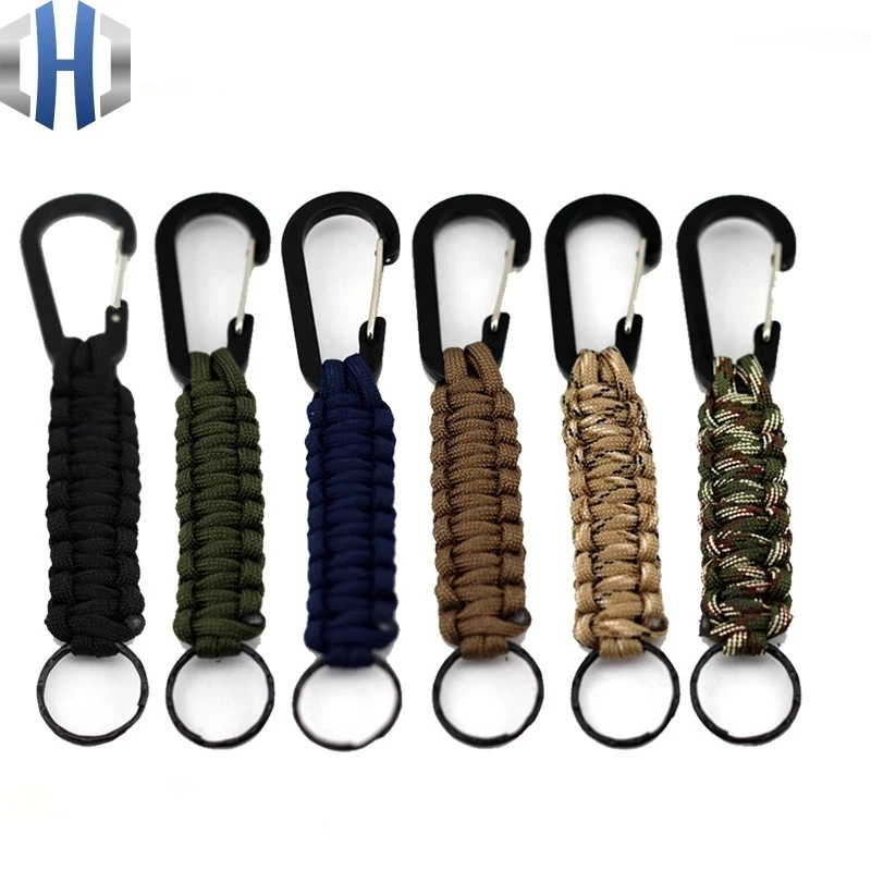 EDC 1PC Outdoor Survival Kit Parachute Cord Keychain Military Emergency Paracord Rope Carabiner For Keys 140kg Tensile Strength