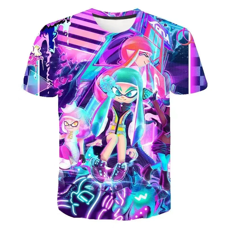 Splatoon 3D Print T-Shirts Men Women Fashion FPS Graffiti Game O-Neck Short Sleeve T Shirt Harajuku Kids Tees Tops Boys Clothing