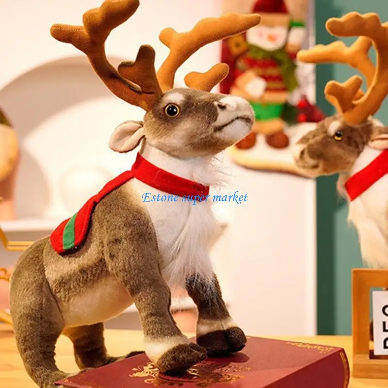 090B Trẻ Nai Sừng Tấm Sang Trọng Búp Bê Đi Ngủ Đồng Hành Thú Nhồi Bông Tuần lộc Quà Tặng Giáng Sinh