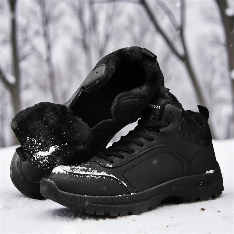 الشتاء الرجال الأحذية الدافئة أفخم الرجال الثلوج الأحذية في الهواء الطلق الرجال المشي لمسافات طويلة حذاء من الجلد أحذية عمل عالية الجودة الشتاء عدم الانزلاق أحذية رياضية #2
