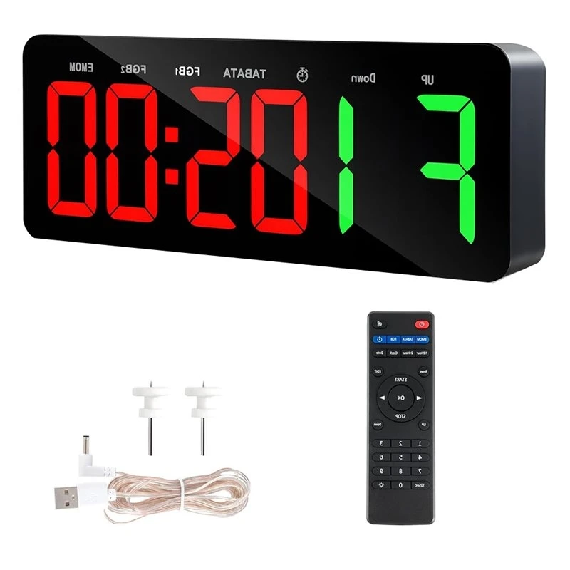 ABKL-Gym Timer Clock With Remote Control-Count Down& Up Functionality For Home Gym For Tabata/FBG/EMOM-Large Workout Display