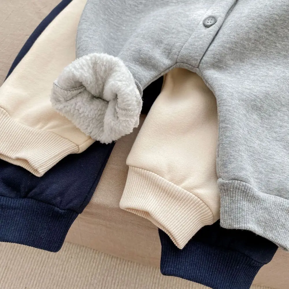 Autumn Winter Newborn Baby Clothes Letter Print Boy Romper Warm Infant Girl Soft Fleece Jumpsuit Pajamas 2023 Bodysuit for 0-24M