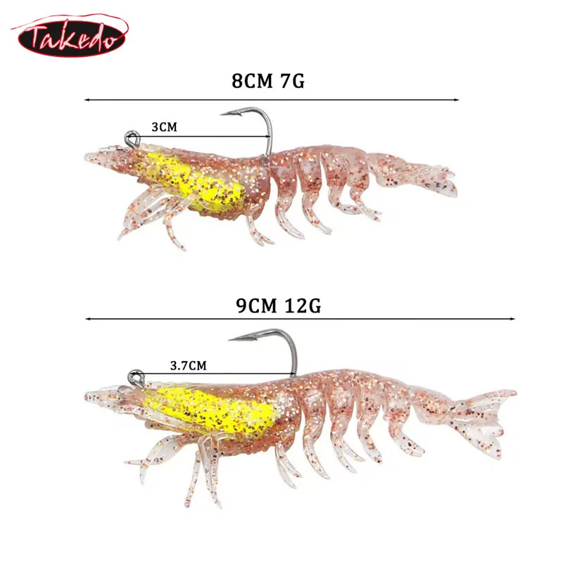 TAKEDO Vinilo camarón TPR – Cuerpo segmentado jig head UV para lubina - imagen 4