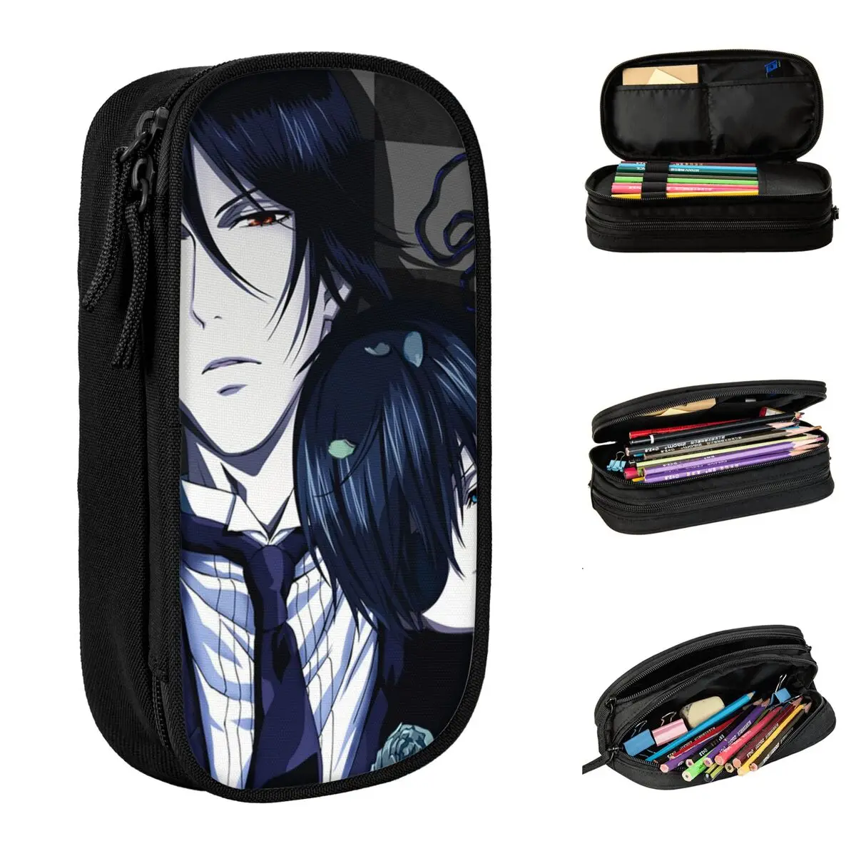 

Fun Black Butler Pencil Cases Pencilcases Pen Holder for Girls Boys Large Storage Bag School Supplies Cosmetic Stationery