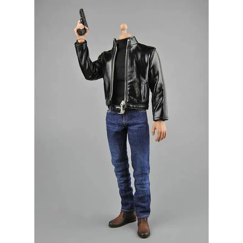 

1/6 Scale Soldier Pu Leather Jacket Sweater Belt Pants Shoes Handgun Clothes Suit Model for 12Inch Toys Figures Ornament Doll