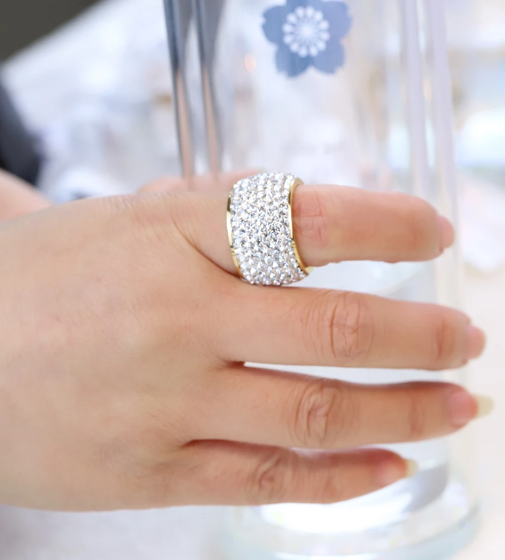 High Quality Wedding Ring Rose Gold-Color Stainless Steel With Austrian Crystals Rings For Women Wedding Jewelry image 2