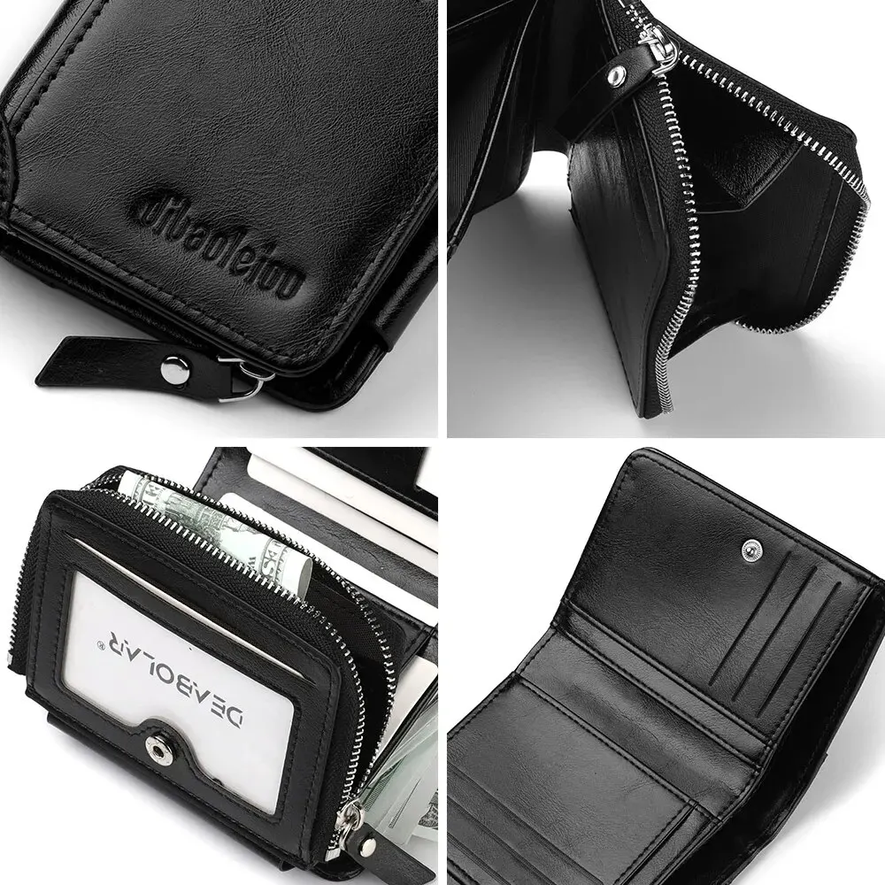 Men\'s Wallet Fashion Pu Soft Leather Wallet Card Holder Zipper Coin Pocket Coin Wallet Multi Card Wallet Gift Men\'s Wallet