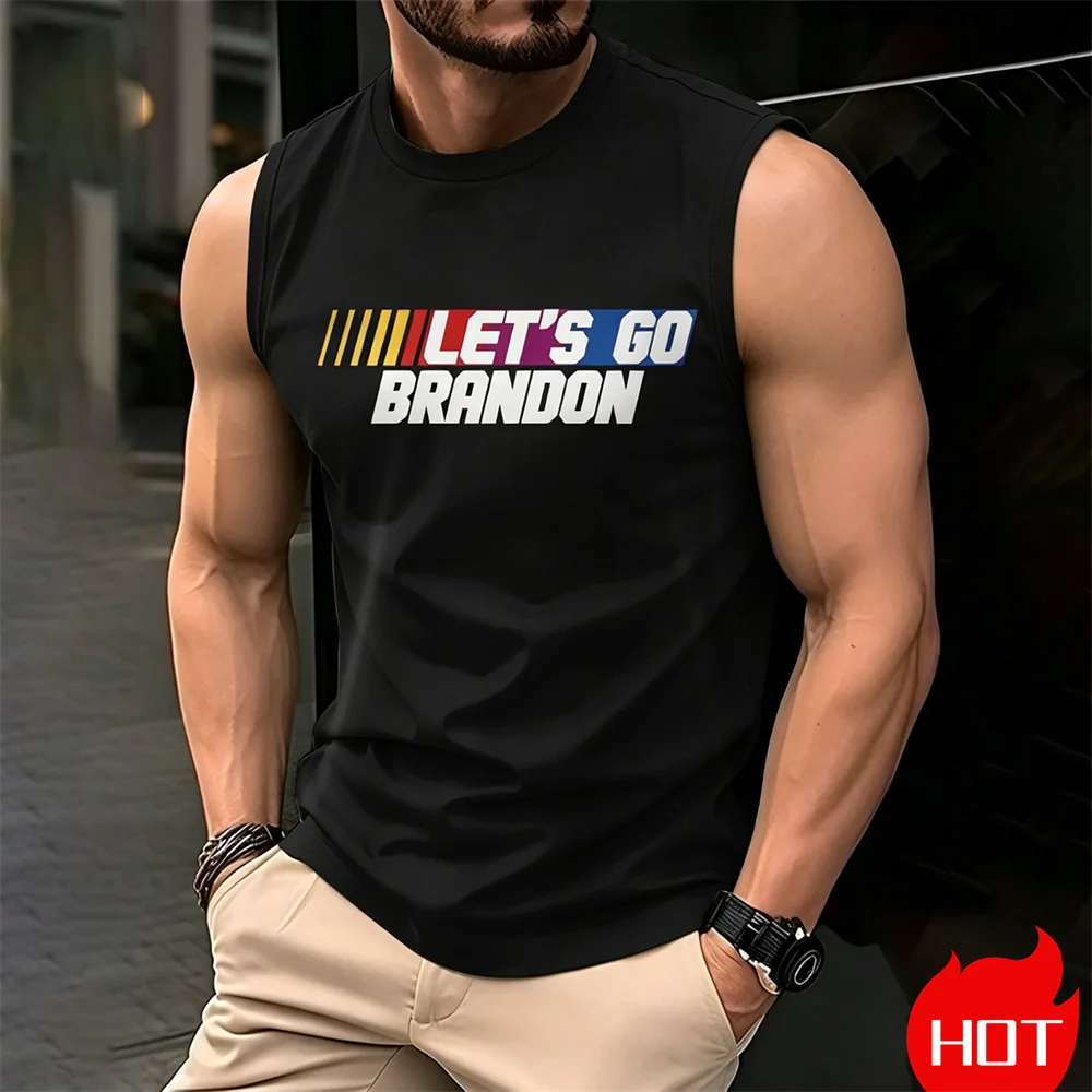 Large Size sleeveless T-shirt for Men Summer New Men's Letter Print tank tops Casual Streetwear Fitness vest Men's y2k clothing