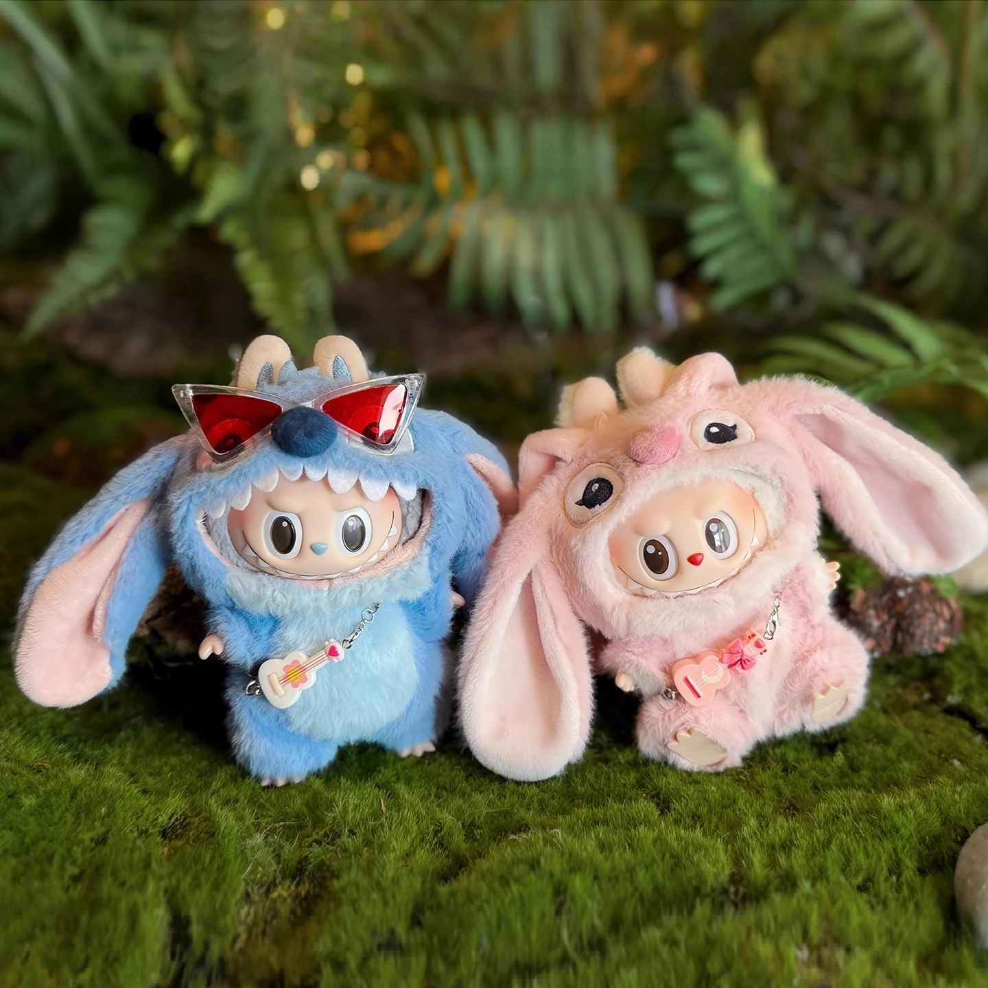

(Only Clothes) 17cm Labubu Stuffed Clothes Stitch Cosplay V1 V2 V3 Sitting Party Set Hoodie Ears Handmade Doll Outfit