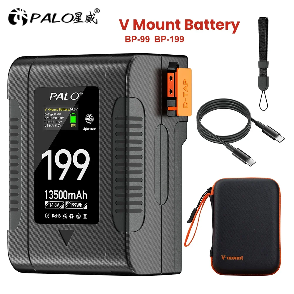 PALO BP-99 BP-199 V Mount Battery Power Bank 14.8V V Lock V Shape Li-ion Battery PD Szybkie ładowanie kamer smartfon laptop