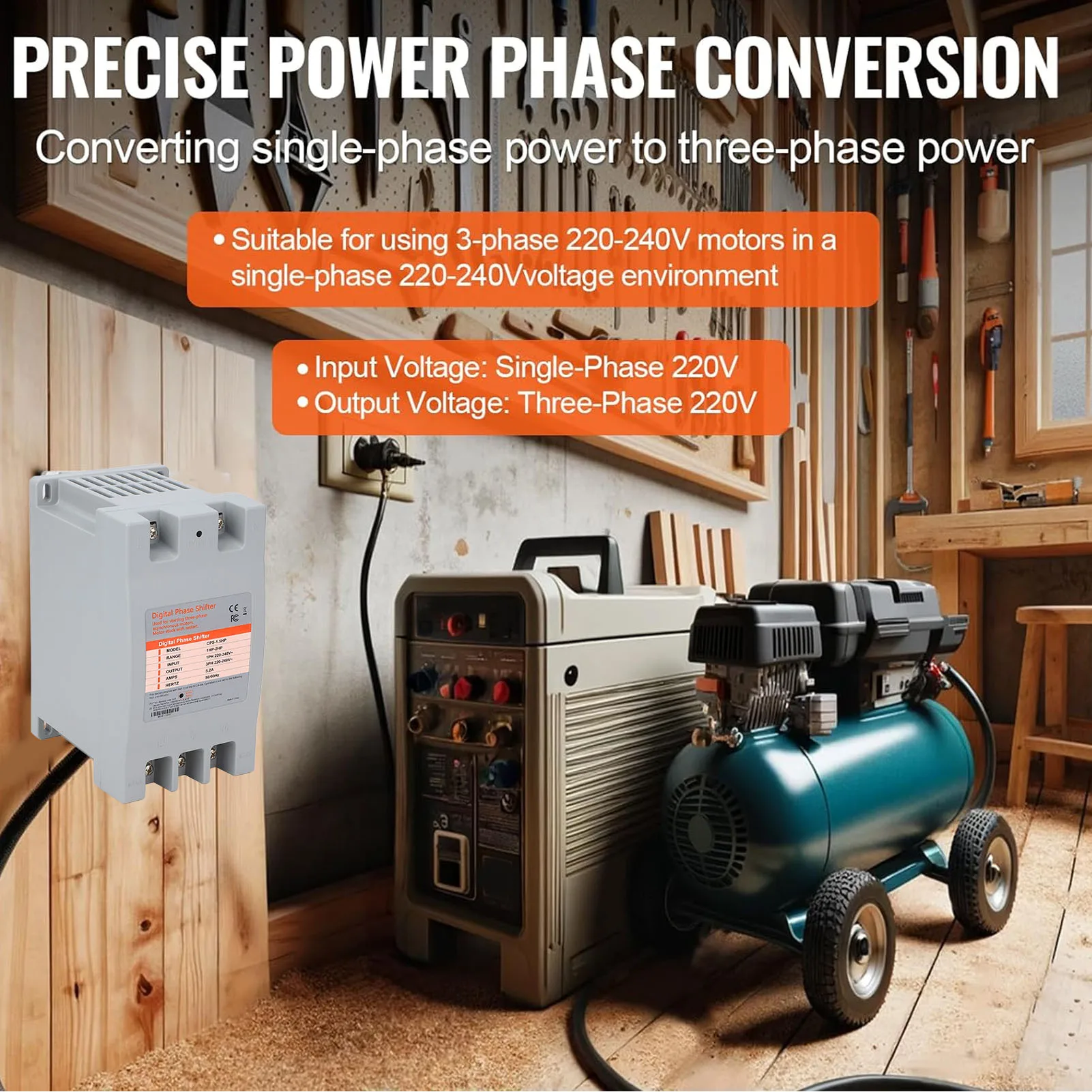 محول أحادي إلى 3 مراحل محول رقمي تحويل دقيق كفاءة عالية توفير المساحة لآلات النجارة