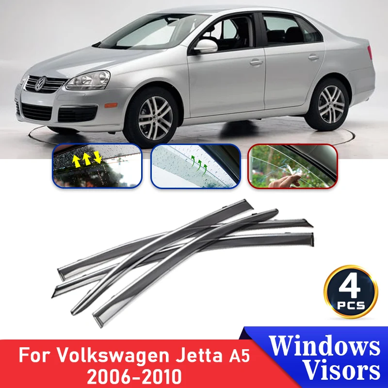 Car Side Window Deflectors For Volkswagen VW Jetta 5 MK5 2006 2007 2008 2009 2010 Auto Windshield Rain Eyebrow Guard Sun Visor