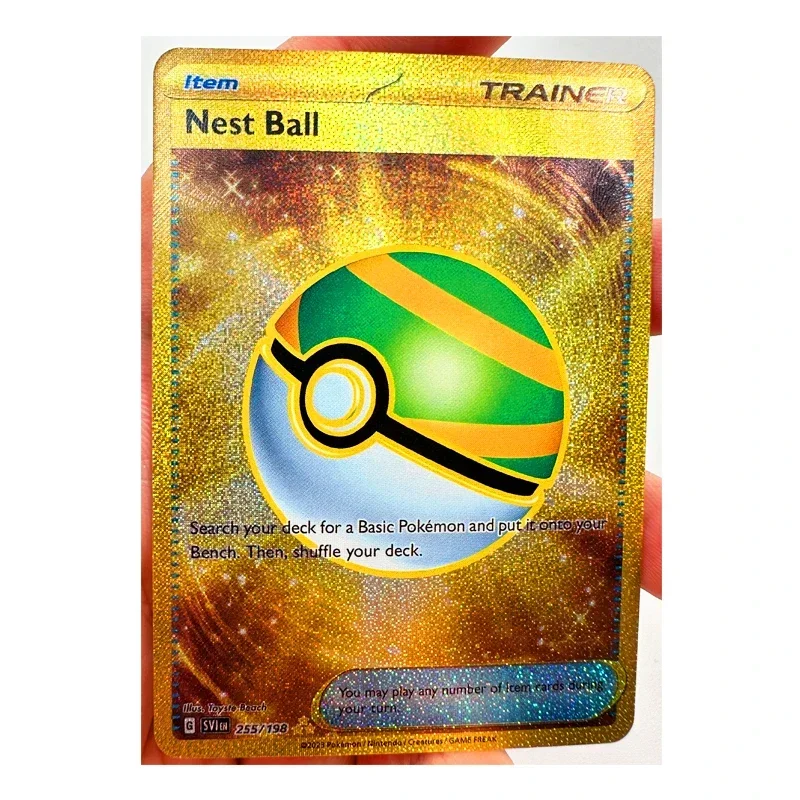 9 buah/set PTCG Nest Ball EX SRR mainan Inggris emas hobi koleksi permainan kartu Anime