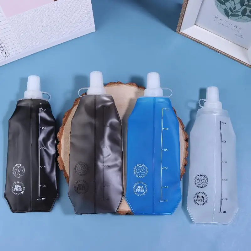 Folding Water Bottle TPU Collapsible Soft Flask Outdoor Sport Hiking Camping Running Portable Soft Water Bottle