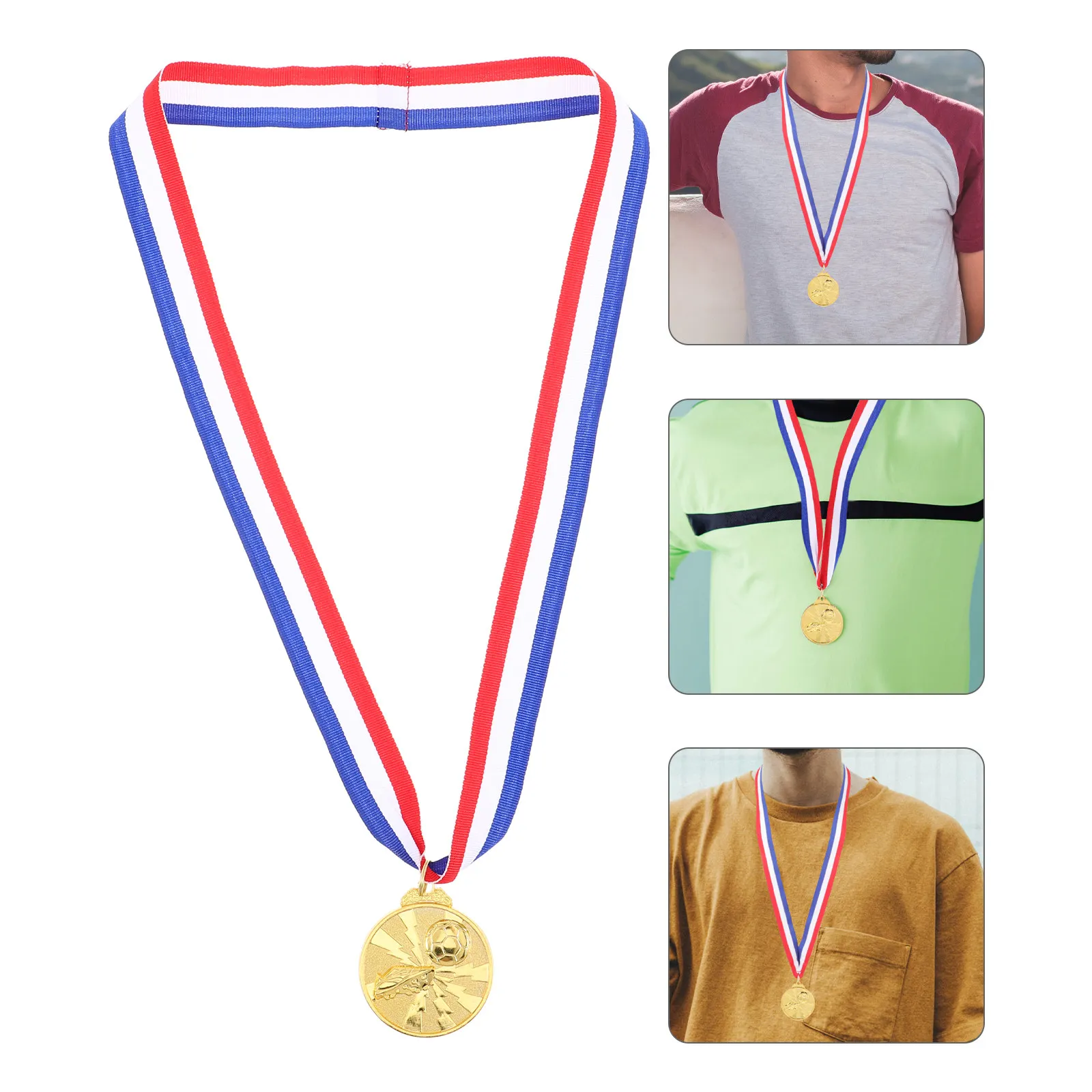 

6Pcs Soccer Medals for Metal Gold Football Sports Awards School Event Contest Prize Hanging Medal Achievement Recognition
