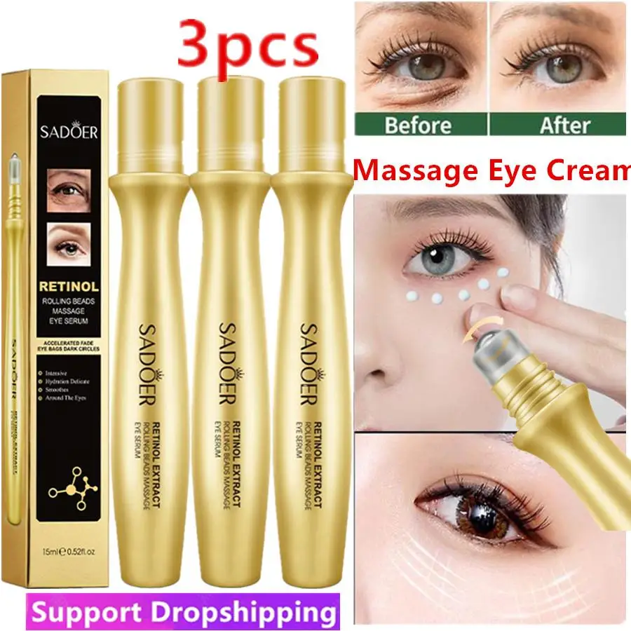 

3X Retinol Eye Roller Cream Massager Emulsionen Remove Bags Puffiness Dark Circles Whitening Moisturizing Beauty Health Skin Car