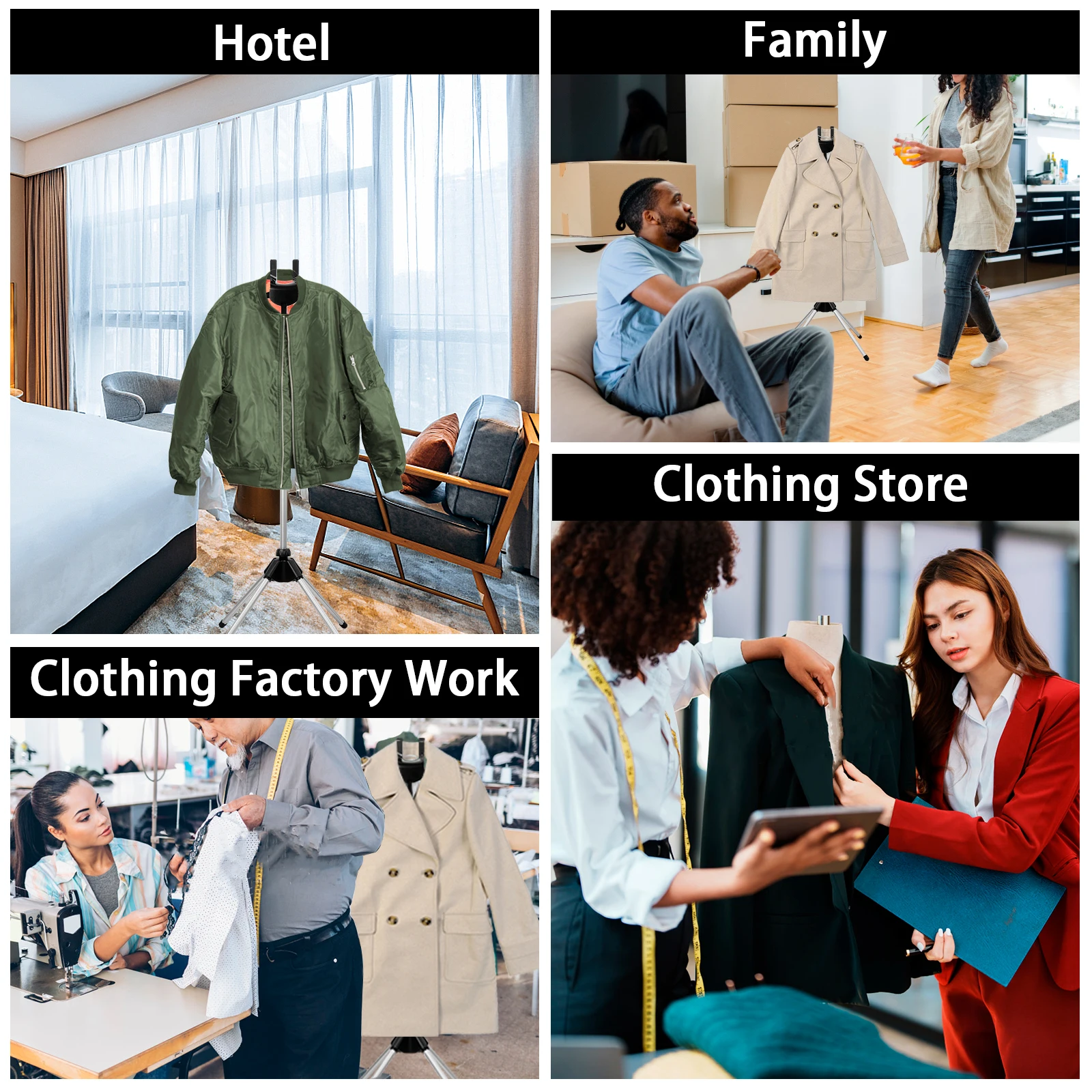 85-160cm Adjustable Clothes Steamer Rack Telescopic Vertical Fabric Hanging And Ironing Standing Handheld Steam Ironing Bracket