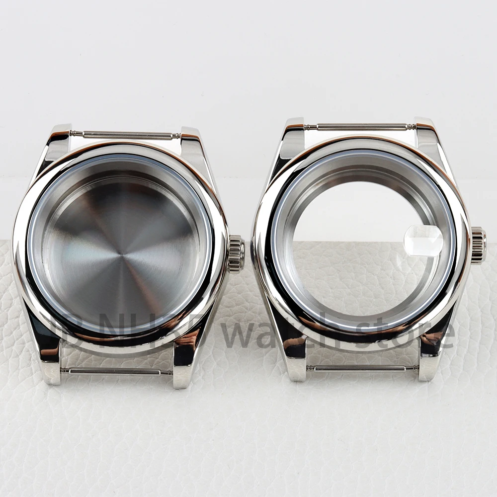 

36/39mm Silver Watch Case Sapphire Glass Solid Stainless Steel for Datejust Seiko NH35 NH36 Automatic Movement 28.5mm Dial