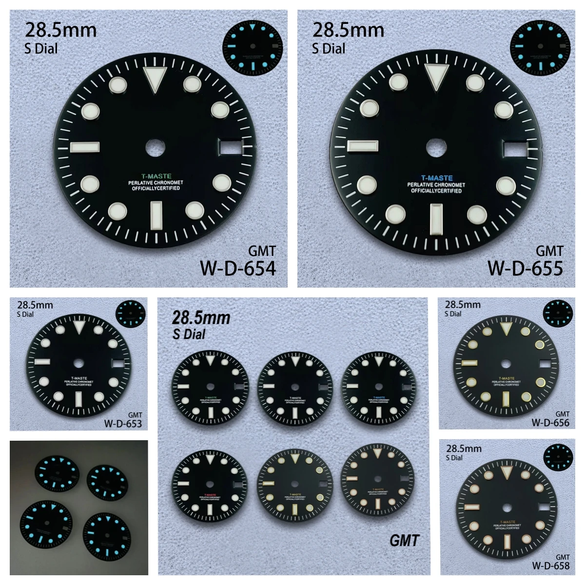 

28.5mm S Logo GMT Dial Fit NH34 Movement Ice Blue Luminous Matte Blaack High-Quality Watch Modification Accessories