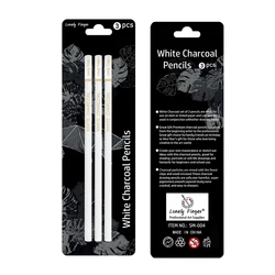 Professional White Charcoal Pencils Set - 3/6 Pieces Sketch Highlight White Pencils for Drawing, Sketching, Shading, Blending
