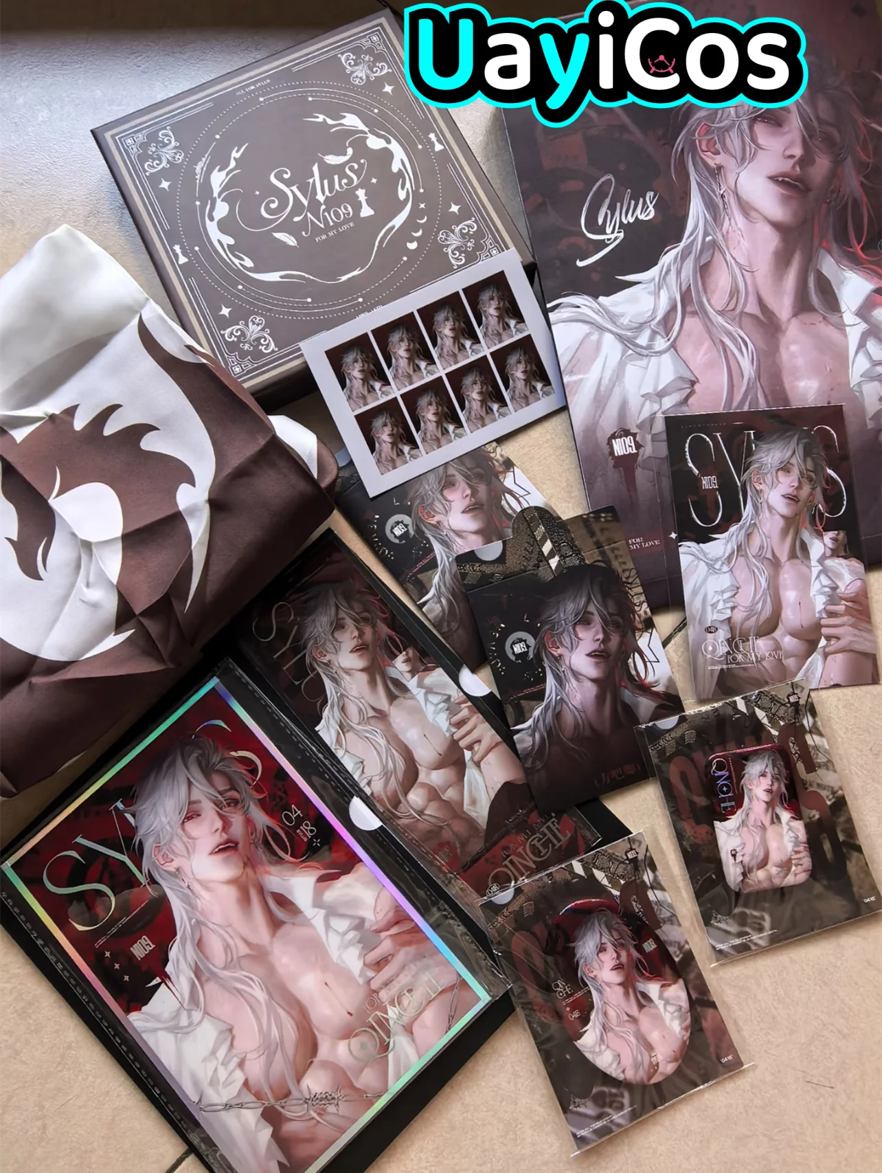 In Stock Official Love and Deepspace Sylus 0418 Happy Birthday Series All For Qinche Badge Scarf Eyeshade Laser ticket Postcard
